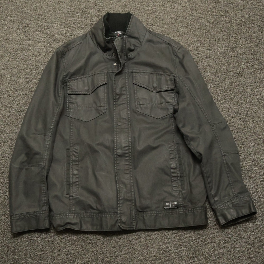Oakley Mens Large Field Jacket Charcoal Gray Military Tactical Multi Pocket Y2K